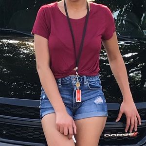 burgundy crop top